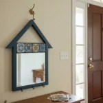 Busanat Modern Aynalı Ahşap Anahtarlık ve Kapı Girişi Duvar Askılığı