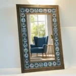 Selçuklu Seramik Karo İşlemeli El Yapımı Ahşap Ayna – 65x45 cm