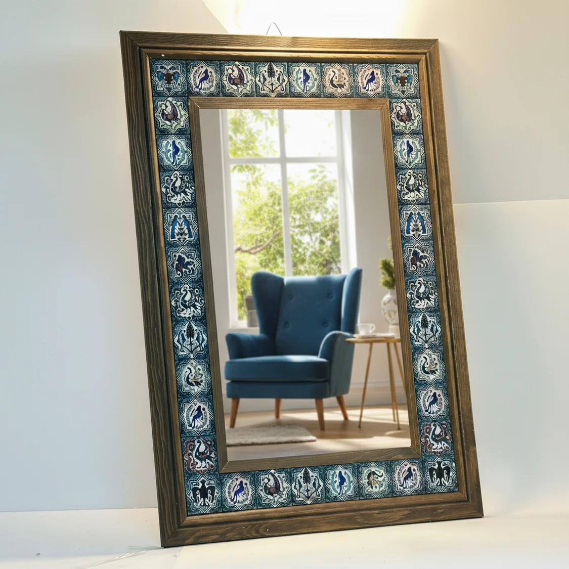 Selçuklu Seramik Karo İşlemeli El Yapımı Ahşap Ayna – 65x45 cm Selçuklu Seramik Karo İşlemeli El Yapımı Ahşap Ayna – 65x45 cm