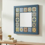 Busanat Özel Tasarım Ahşap Çerçeveli Seramik Baskılı Dekoratif Ayna – 25x30 cm