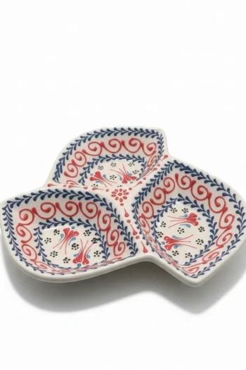 Busanat El Yapımı Seramik 3 Bölmeli Çerezlik ve Şekerlik - Dekoratif Sunumluk