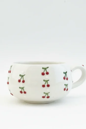 El İşlemesi Tasarım Seramik Kupa ve Tabak Seti - %100 El Yapımı Sanat