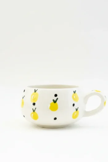 Busanat Özel Tasarım El Yapımı Seramik Kahve bardağı ve Tabağı - Modern Sanat Serisi