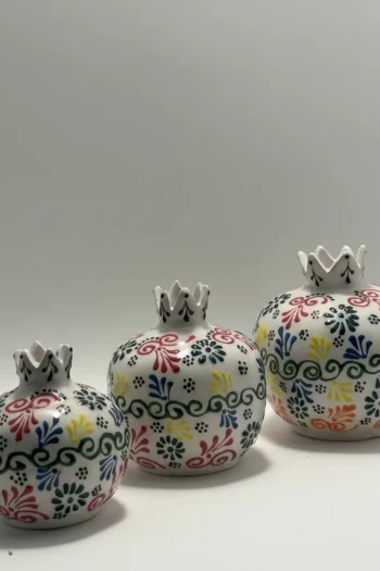 Dekoratif El Yapımı 3’lü Nar Seti - Bereket Temalı Modern Süs Eşyası
