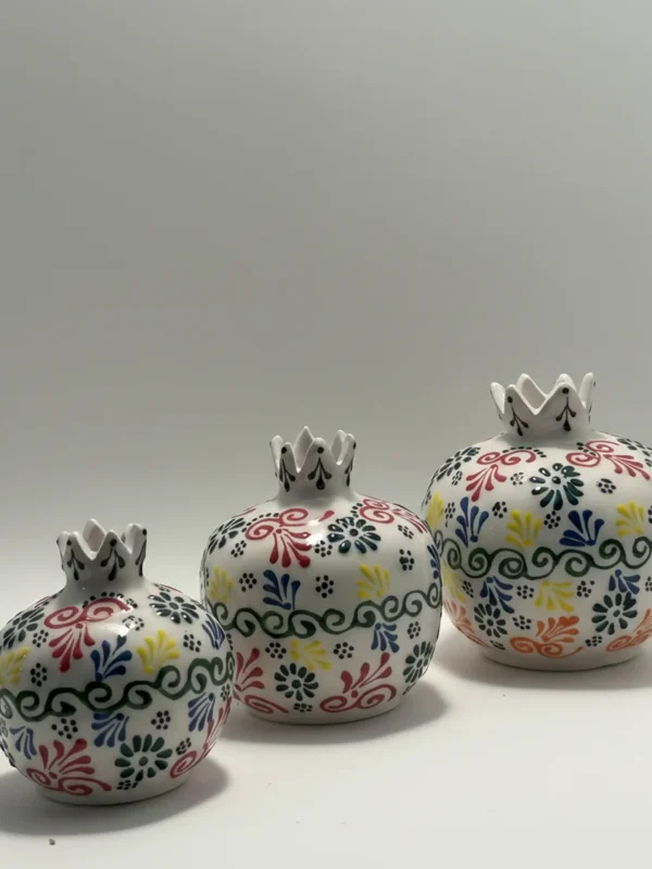 Dekoratif El Yapımı 3’lü Nar Seti - Bereket Temalı Modern Süs Eşyası