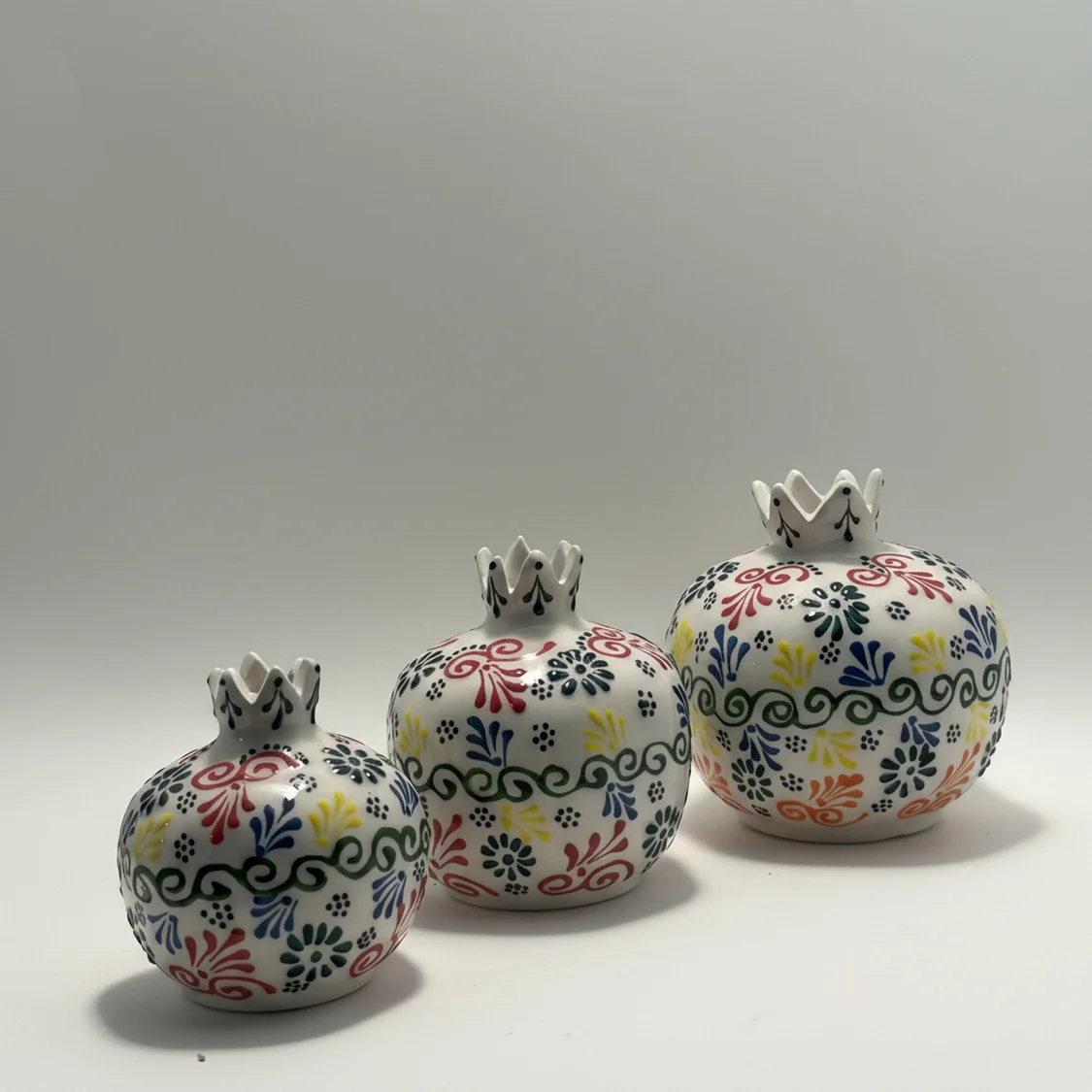 Dekoratif El Yapımı 3’lü Nar Seti - Bereket Temalı Modern Süs Eşyası