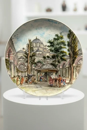 Elde Çizilmiş İstanbul Temalı Özel Tasarım Dekoratif Seramik Tabak - Busanat