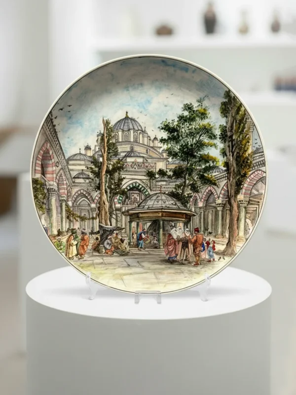 Elde Çizilmiş İstanbul Temalı Özel Tasarım Dekoratif Seramik Tabak - Busanat