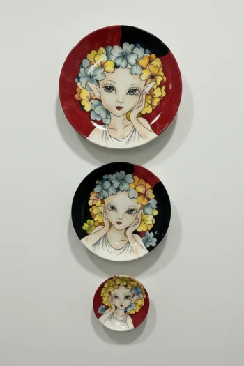 Busanat El Yapımı Tasarım Üçlü Seramik Tabak Seti – Dekoratif Sunum Takımı