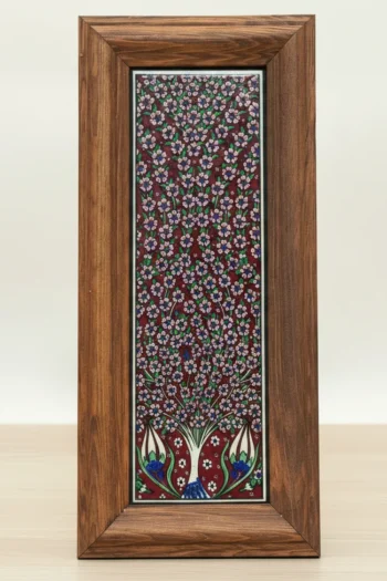 El İşçiliği Kabartmalı Karo Tablo - Gece Parlayan Fosforlu ve Ahşap Çerçeveli Dekoratif Sanat