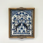 Ahşap Çerçeveli Karo Desenli Dekoratif Sunum Tepsisi