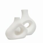 Yamuk Desenli Modern Form Çini Vazo – Bisküvi Form (Boyamaya Hazır)