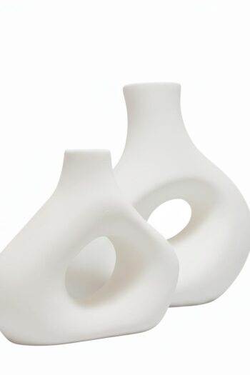 Yamuk Desenli Modern Form Çini Vazo – Bisküvi Form (Boyamaya Hazır)