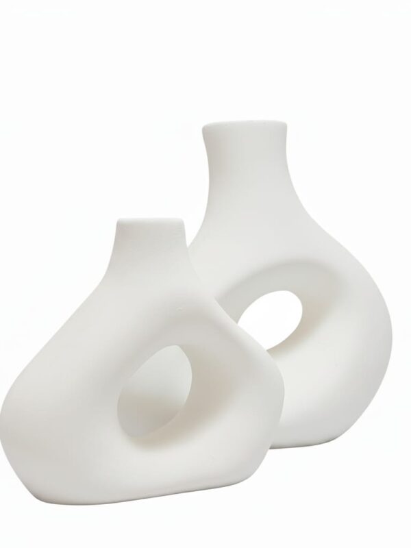 Yamuk Desenli Modern Form Çini Vazo – Bisküvi Form (Boyamaya Hazır)