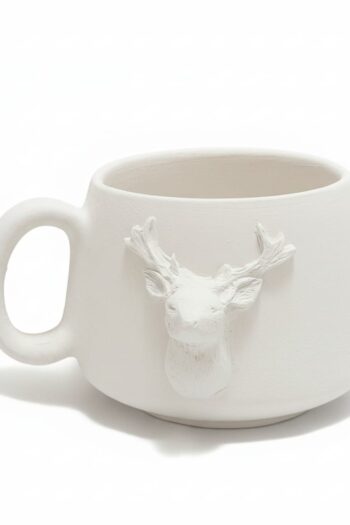 2 Boyutlu Tasarım Seramik Boyama Kupası - 1050°C Sır Pişirimine Uygun (Bisküvi Ürün)