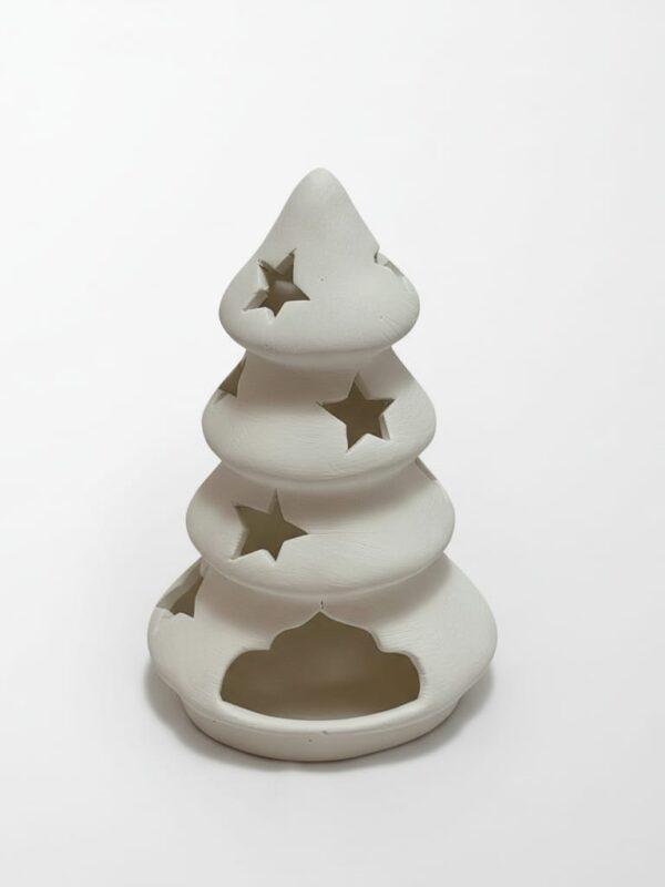 Çam Ağacı Formunda Bisküvi Çini Mumluk - Sır Altı Boyamaya Uygun (900-950°C)