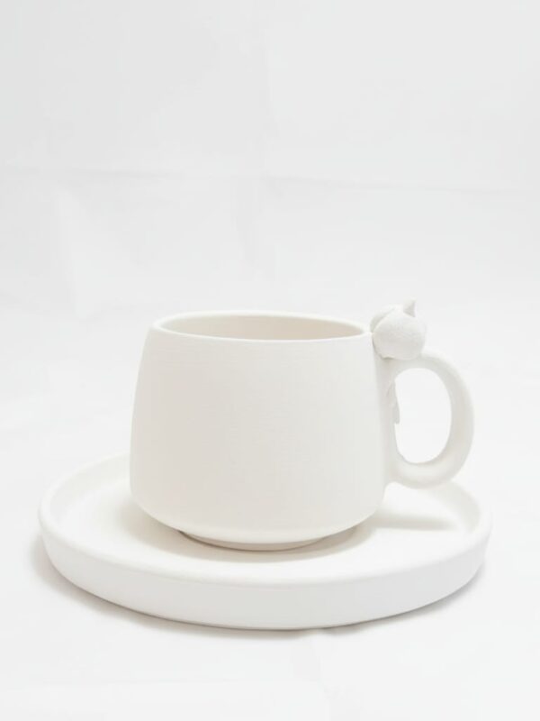 Balkabağı Figürlü El Yapımı Seramik Kupa ve Tabak Seti (Bisküvi Ürün)