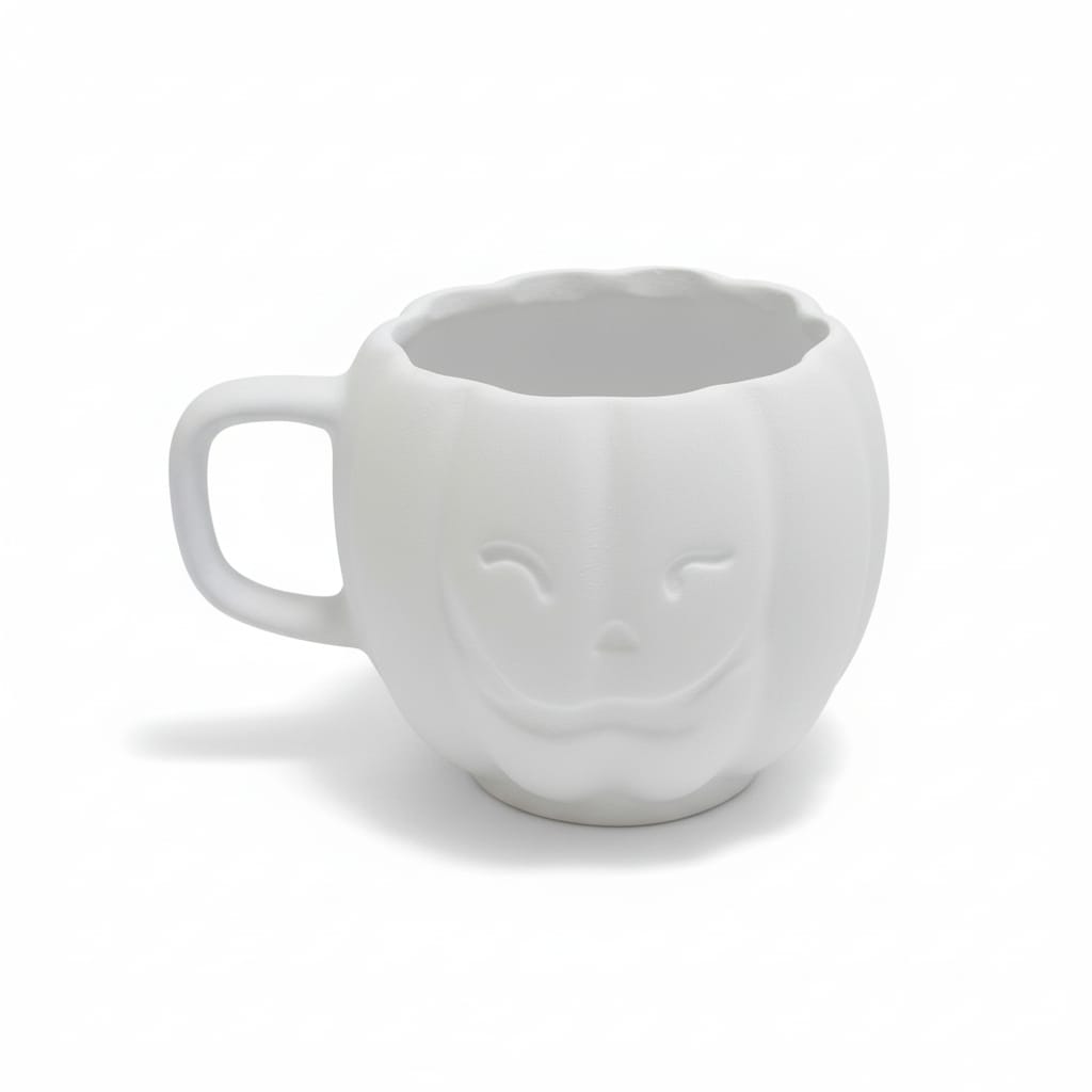 Bal Kabağı Desenli Seramik Kupa Bisküvi Bal Kabağı Desenli Seramik Kupa Bisküvi