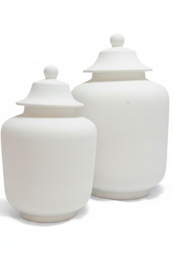 Seramik Bisküvi Kapaklı bal Küp - Boyanabilir Dekoratif Saklama Kabı (Ham Seramik)