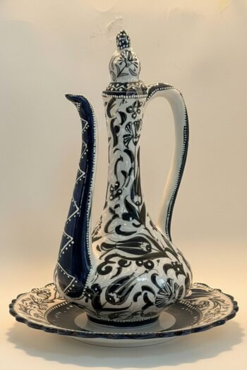 Tasarım Tabaklı Dekoratif İbrik - Geleneksel El İşçiliği Şık Sunum Seti