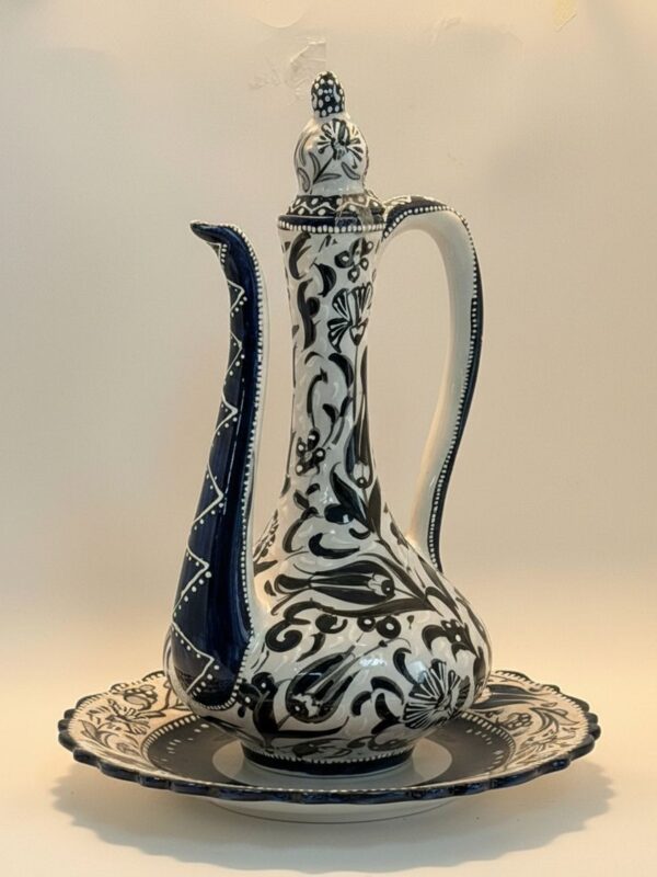 Tasarım Tabaklı Dekoratif İbrik - Geleneksel El İşçiliği Şık Sunum Seti